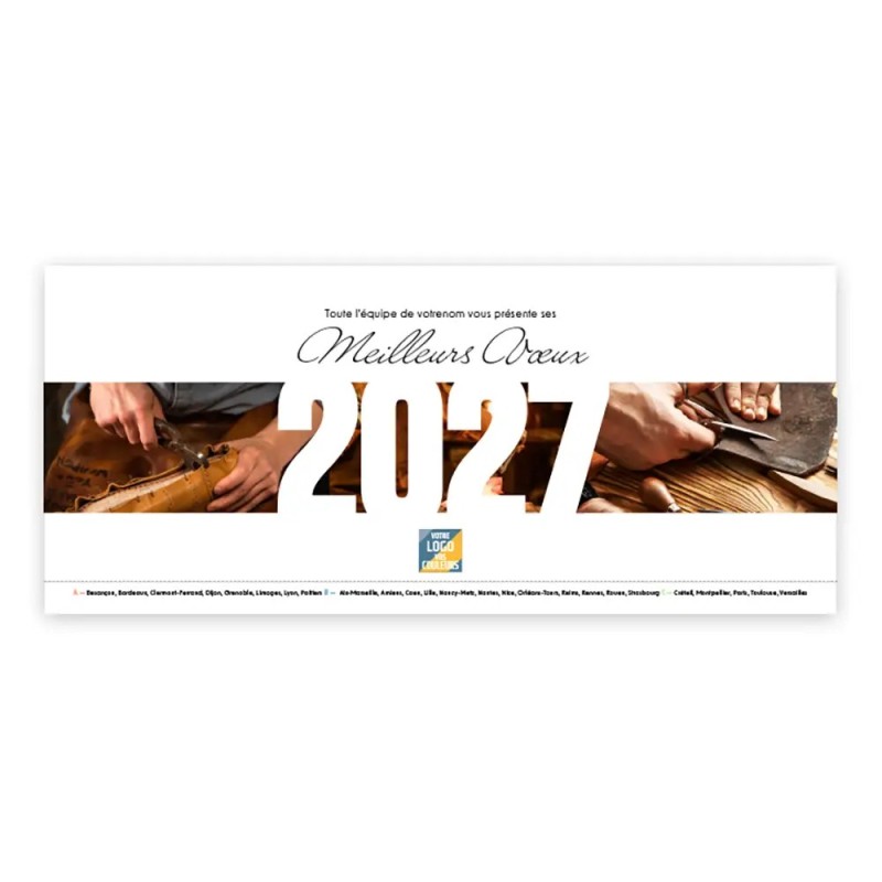 Calendrier chevalet horizontal (23x10 cm) personnalisé - Artisans