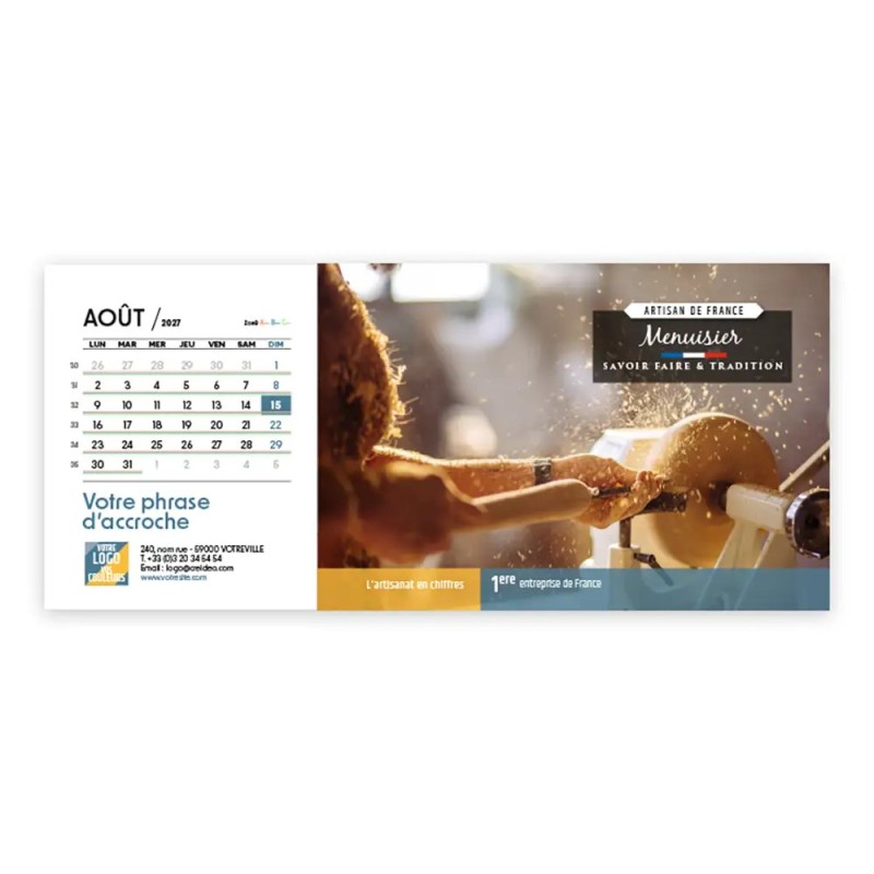 Calendrier chevalet horizontal (23x10 cm) personnalisé - Artisans