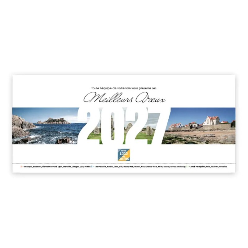 Calendrier chevalet horizontal (23x10 cm) personnalisé - Littoral