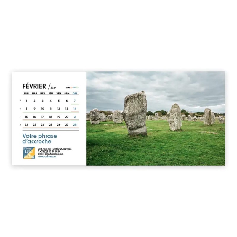 Calendrier chevalet horizontal (23x10 cm) personnalisé - Littoral