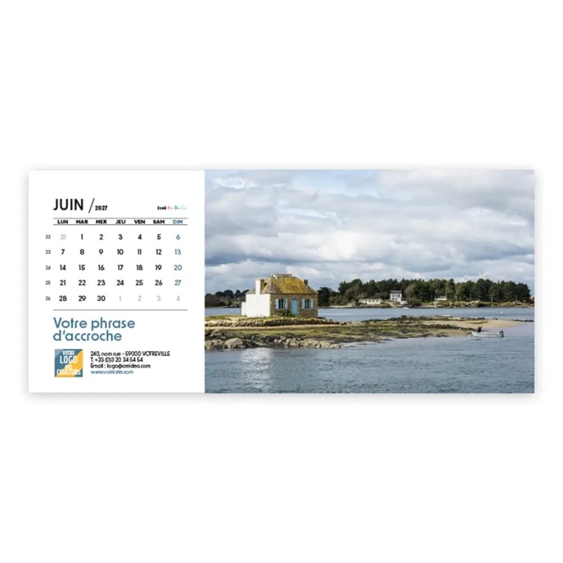 Calendrier chevalet horizontal (23x10 cm) personnalisé - Littoral