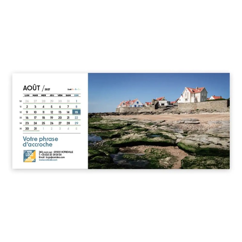 Calendrier chevalet horizontal (23x10 cm) personnalisé - Littoral