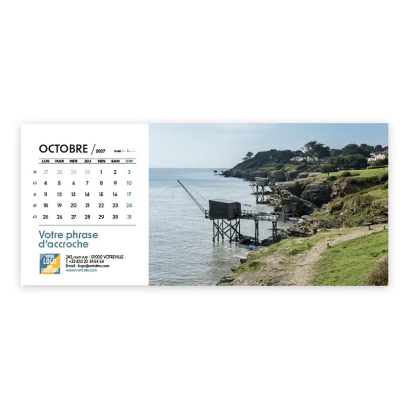 Calendrier chevalet horizontal (23x10 cm) personnalisé - Littoral
