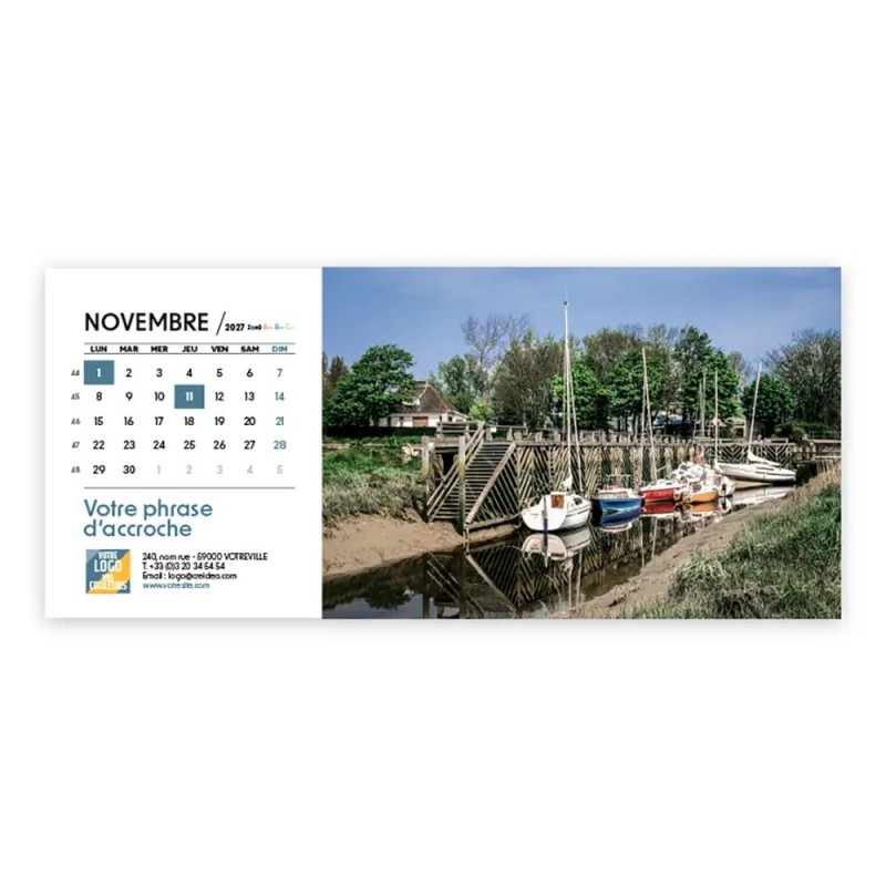 Calendrier chevalet horizontal (23x10 cm) personnalisé - Littoral