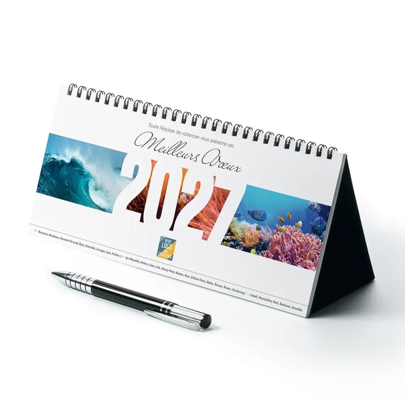Calendrier chevalet horizontal (23x10 cm) personnalisé - Océan
