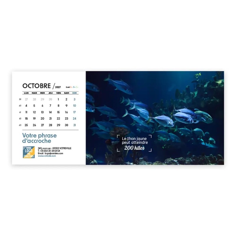 Calendrier chevalet horizontal (23x10 cm) personnalisé - Océan