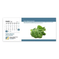 Calendrier chevalet horizontal (23x10 cm) personnalisé - Fruits et légumes