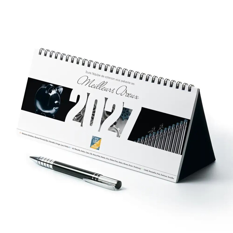 Calendrier chevalet horizontal (23x10 cm) personnalisé - Business