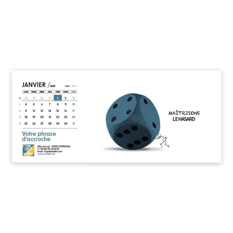 Calendrier chevalet horizontal (23x10 cm) personnalisé - Business