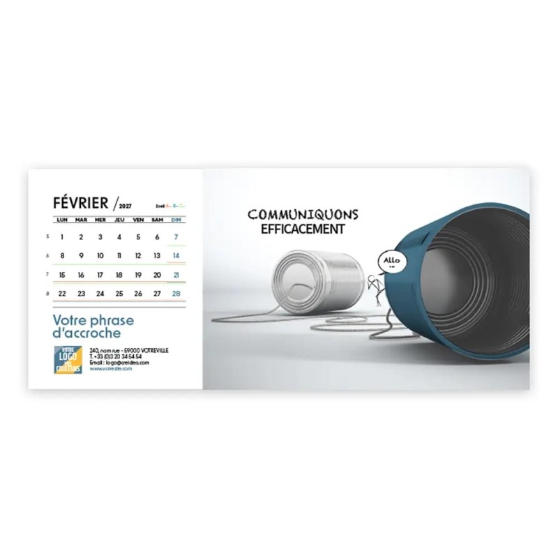 Calendrier chevalet horizontal (23x10 cm) personnalisé - Business