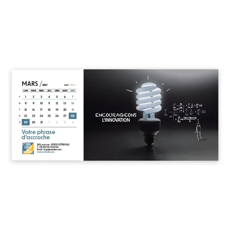 Calendrier chevalet horizontal (23x10 cm) personnalisé - Business