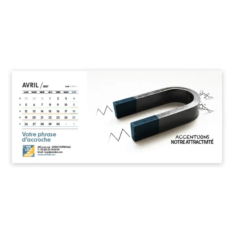 Calendrier chevalet horizontal (23x10 cm) personnalisé - Business