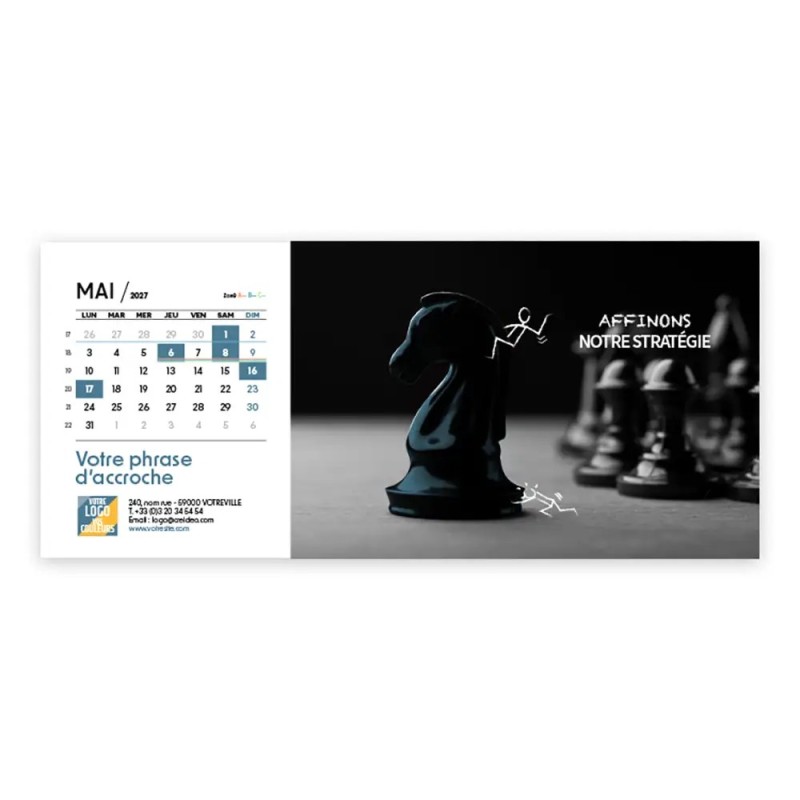 Calendrier chevalet horizontal (23x10 cm) personnalisé - Business