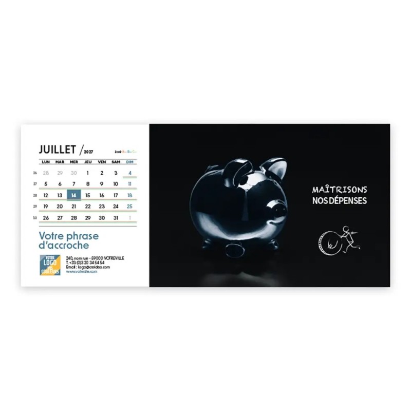 Calendrier chevalet horizontal (23x10 cm) personnalisé - Business