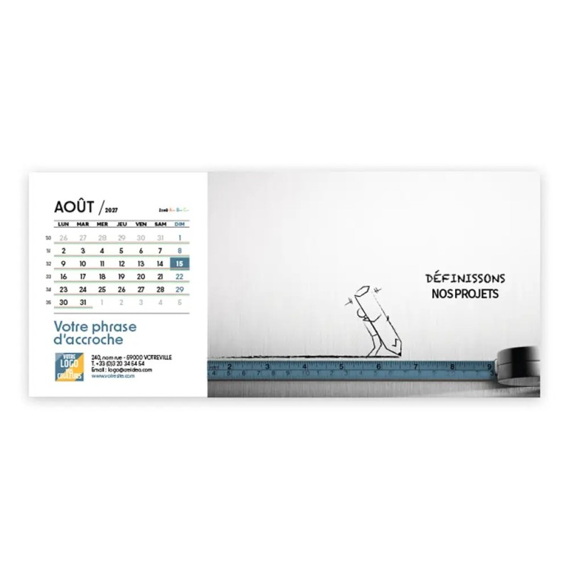 Calendrier chevalet horizontal (23x10 cm) personnalisé - Business