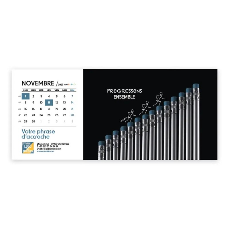Calendrier chevalet horizontal (23x10 cm) personnalisé - Business