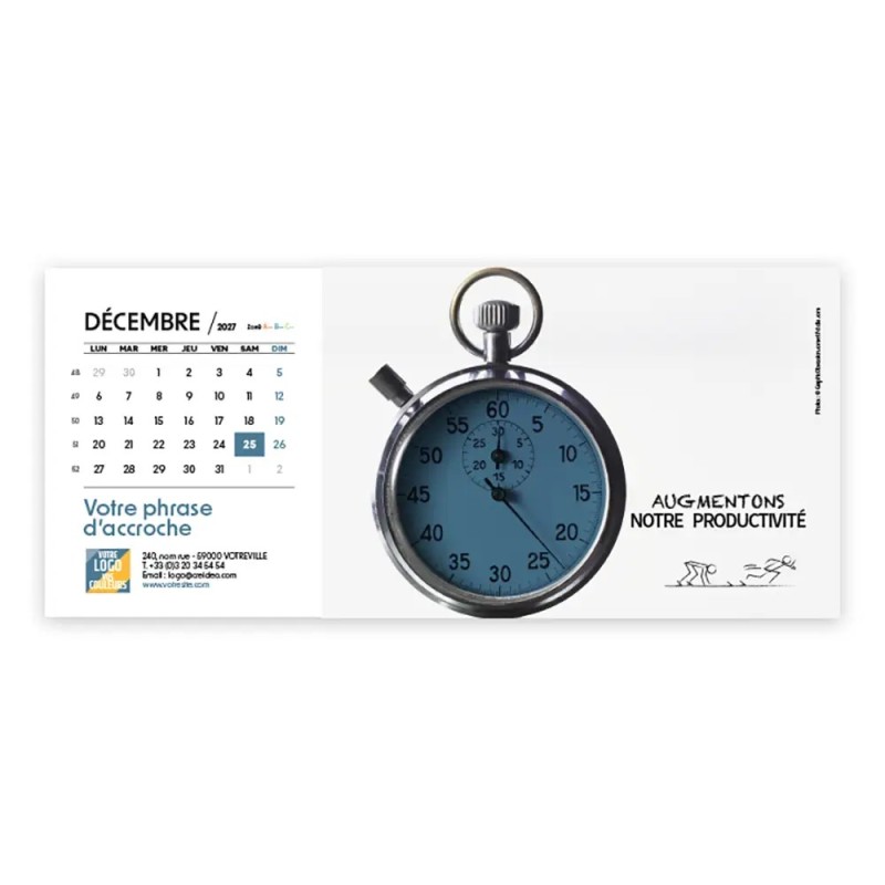 Calendrier chevalet horizontal (23x10 cm) personnalisé - Business