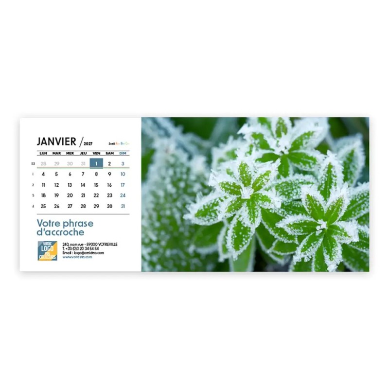 Calendrier chevalet horizontal (23x10 cm) personnalisé - Zoom Nature
