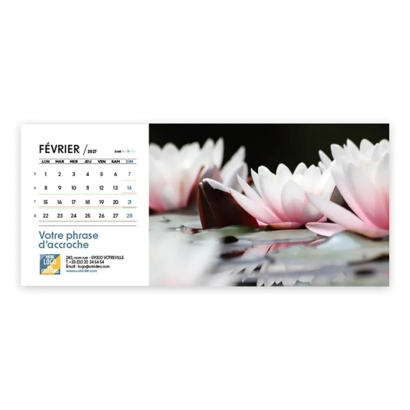 Calendrier chevalet horizontal (23x10 cm) personnalisé - Zoom Nature