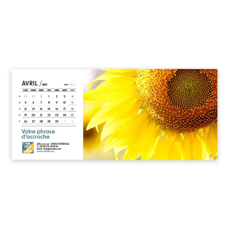 Calendrier chevalet horizontal (23x10 cm) personnalisé - Zoom Nature