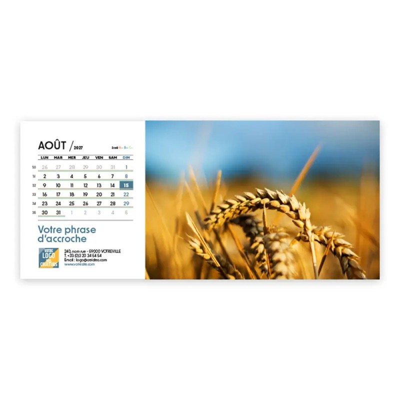 Calendrier chevalet horizontal (23x10 cm) personnalisé - Zoom Nature