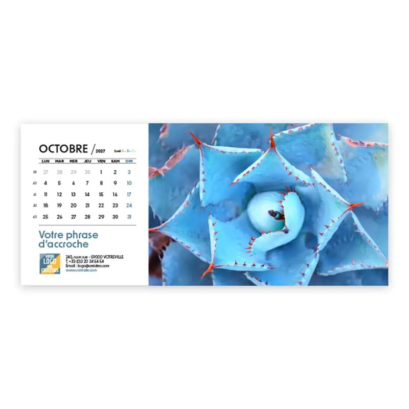 Calendrier chevalet horizontal (23x10 cm) personnalisé - Zoom Nature