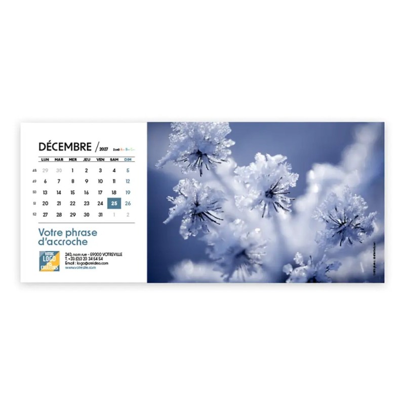 Calendrier chevalet horizontal (23x10 cm) personnalisé - Zoom Nature