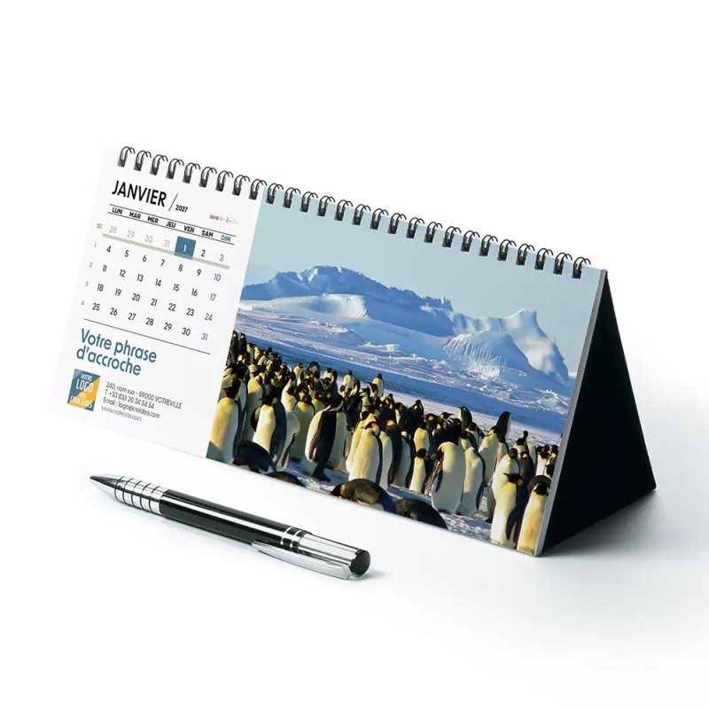 Calendrier chevalet horizontal (23x10 cm) personnalisé - Faune