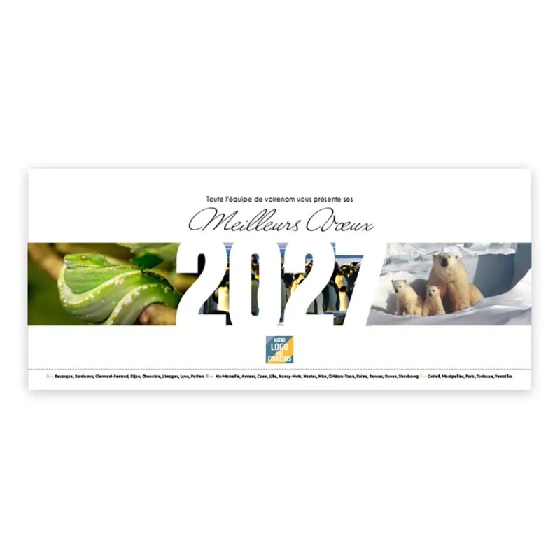 Calendrier chevalet horizontal (23x10 cm) personnalisé - Faune