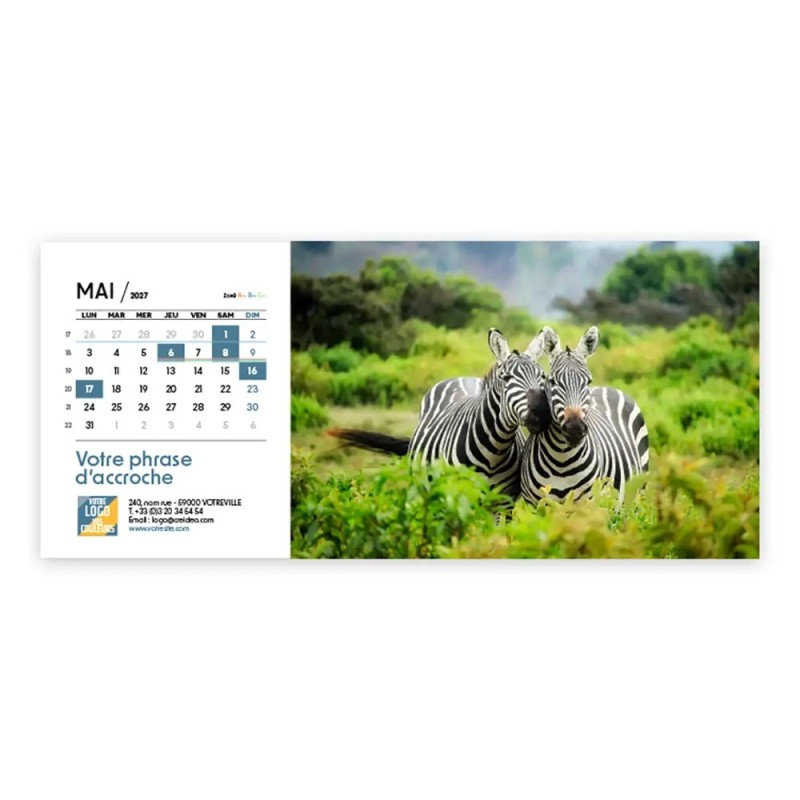 Calendrier chevalet horizontal (23x10 cm) personnalisé - Faune