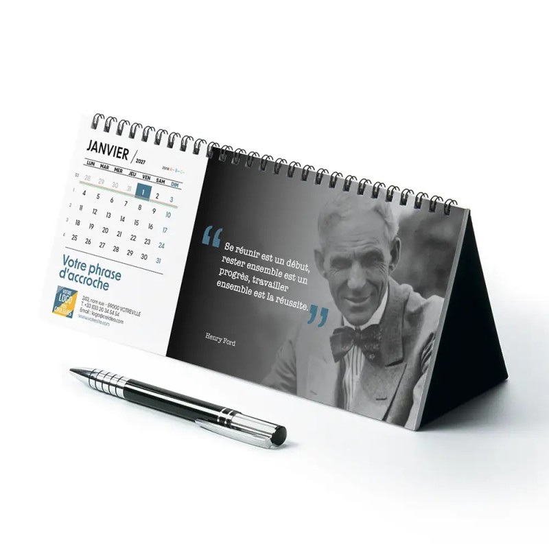 Calendrier chevalet horizontal (23x10 cm) personnalisé - Citations 2