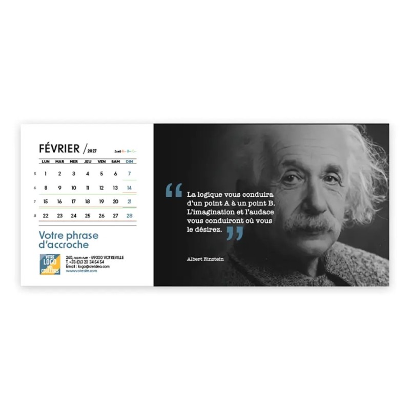 Calendrier chevalet horizontal (23x10 cm) personnalisé - Citations 2