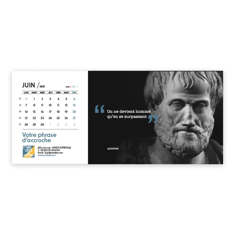 Calendrier chevalet horizontal (23x10 cm) personnalisé - Citations 2