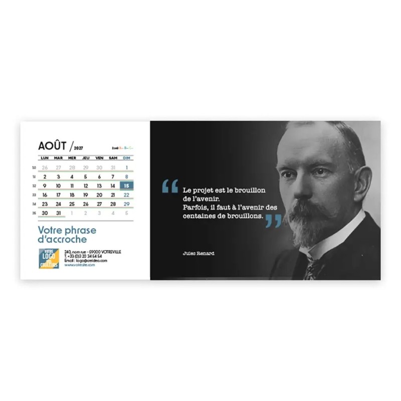 Calendrier chevalet horizontal (23x10 cm) personnalisé - Citations 2