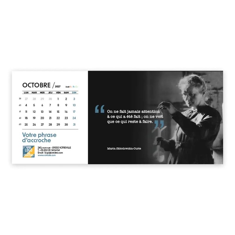 Calendrier chevalet horizontal (23x10 cm) personnalisé - Citations 2