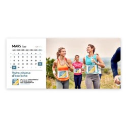Calendrier chevalet horizontal (23x10 cm) personnalisé - Logo intégré Valeurs du sport