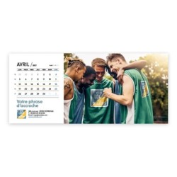 Calendrier chevalet horizontal (23x10 cm) personnalisé - Logo intégré Valeurs du sport