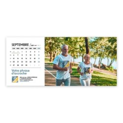 Calendrier chevalet horizontal (23x10 cm) personnalisé - Logo intégré Valeurs du sport
