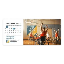 Calendrier chevalet horizontal (23x10 cm) personnalisé - Logo intégré Valeurs du sport