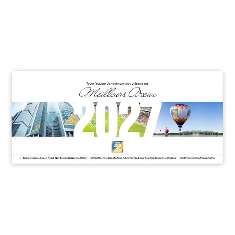 Calendrier chevalet horizontal (23x10 cm) personnalisé - Logo intégré Giga