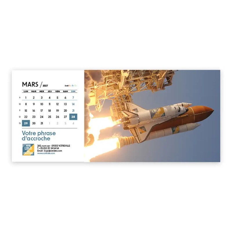 Calendrier chevalet horizontal (23x10 cm) personnalisé - Logo intégré Giga