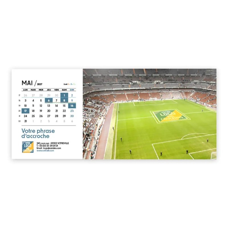 Calendrier chevalet horizontal (23x10 cm) personnalisé - Logo intégré Giga
