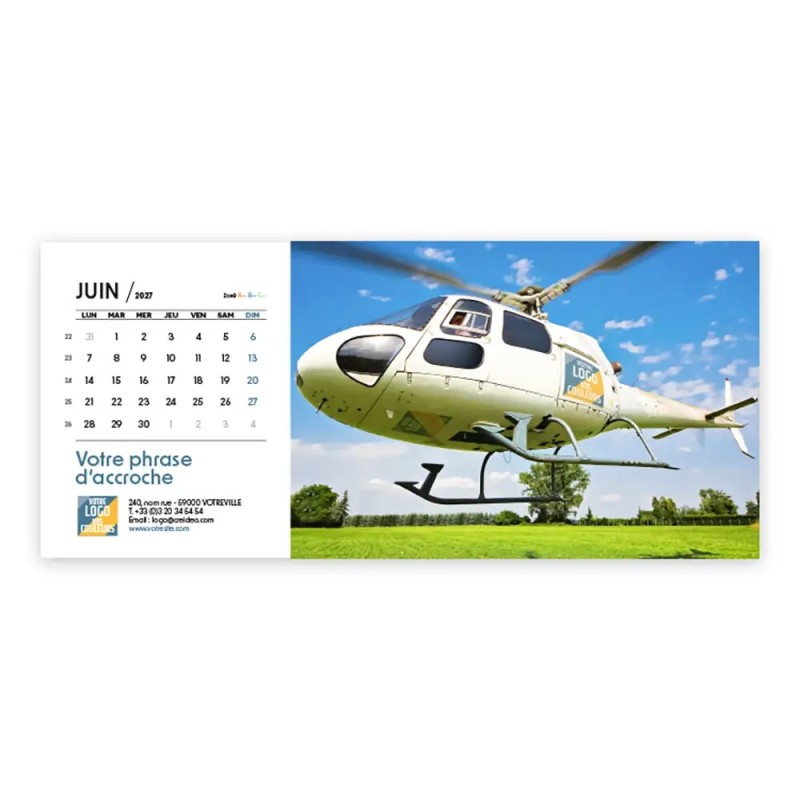Calendrier chevalet horizontal (23x10 cm) personnalisé - Logo intégré Giga