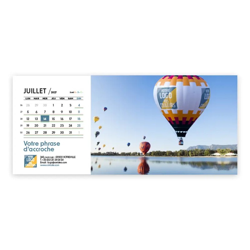 Calendrier chevalet horizontal (23x10 cm) personnalisé - Logo intégré Giga