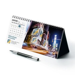 Calendrier chevalet horizontal (23x10 cm) personnalisé - Logo intégré Visio