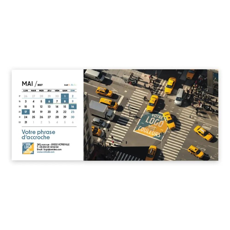 Calendrier chevalet horizontal (23x10 cm) personnalisé - Logo intégré Visio