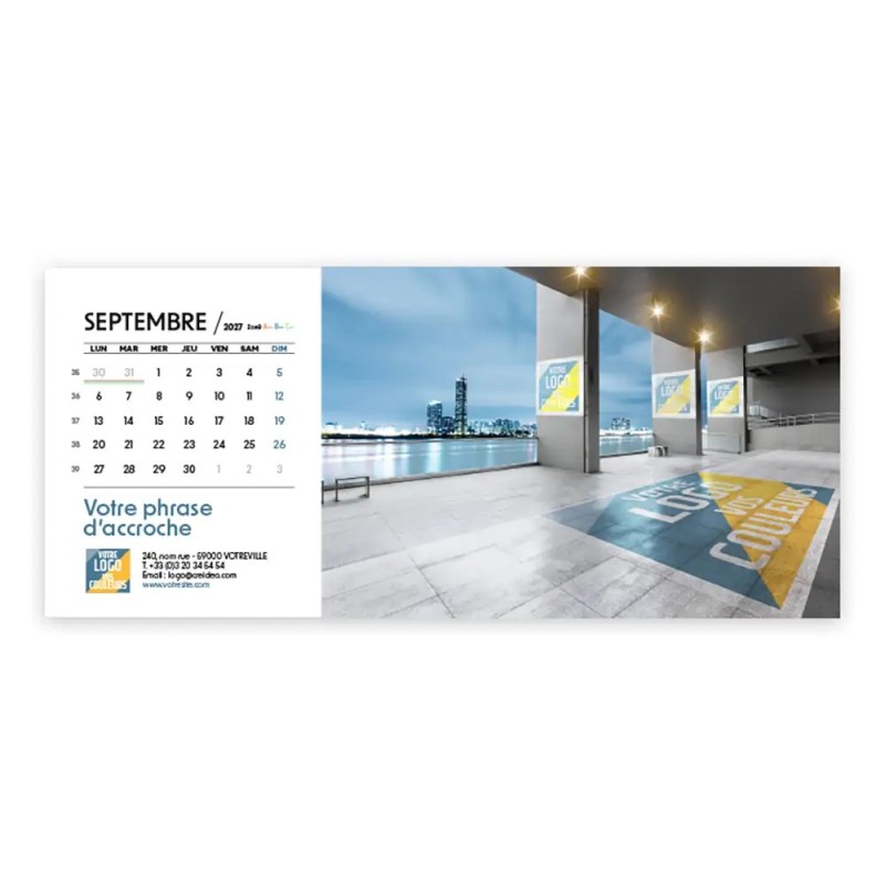 Calendrier chevalet horizontal (23x10 cm) personnalisé - Logo intégré Visio