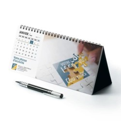 Calendrier chevalet horizontal (23x10 cm) personnalisé - Logo intégré Réseau
