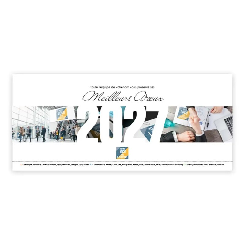 Calendrier chevalet horizontal (23x10 cm) personnalisé - Logo intégré Réseau