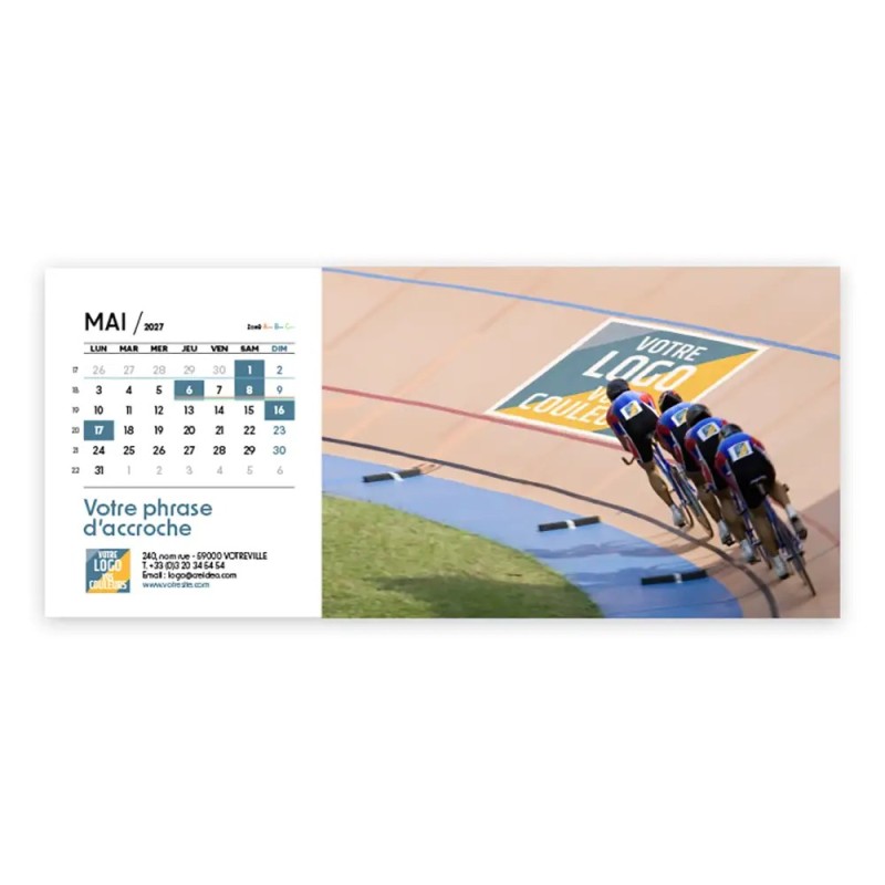 Calendrier chevalet horizontal (23x10 cm) personnalisé - Logo intégré Performance